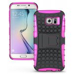 Wholesale Samsung Galaxy S6 Edge Rugged Hybrid with Kickstand (Hot Pink)